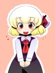 bad_id blonde_hair blush hair_ribbon happy open_mouth red_eyes ribbon rumia simple_background smile suteinu_(stain) the_embodiment_of_scarlet_devil touhou v_arms youkai 