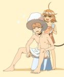  :3 accelerator ahoge barefoot blush_stickers brown_eyes brown_hair feet hatori_niwatori last_order shower shower_cap to_aru_majutsu_no_index tsurusaki_yuu white_hair 