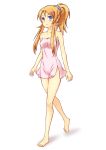  1girl bare_legs barefoot blue_eyes hair_ornament hairclip ikki_(dog_cafe) kousaka_kirino legs long_hair naked_towel orange_hair ore_no_imouto_ga_konna_ni_kawaii_wake_ga_nai ponytail slender solo towel 