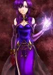  74 blood breasts capelet cleavage earrings elbow_gloves female fire_emblem fire_emblem:_rekka_no_ken fire_emblem_blazing_sword gloves jewelry lightning magic purple_eyes purple_hair short_hair side_slit solo ursula_(fire_emblem) violet_eyes 