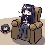  bowing chair chibi eating food genuflecting gokou_ruri gothic_lolita hairband hime_cut kousaka_kyousuke lolita_fashion mochi moja_(gibson) mole ore_no_imouto_ga_konna_ni_kawaii_wake_ga_nai pantyhose purple_hair red_eyes sakura_mochi sitting wagashi 