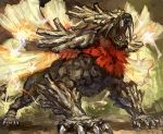  broken_tooth claws fangs god_eater god_eater_burst inadaokiki monster roaring solo vajra_(god_eater) 