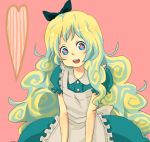  1girl alice_(wonderland) alice_(wonderland)_(cosplay) alice_in_wonderland alternate_costume apron bow cosplay dress hair_ornament heart long_hair multicolored_hair nia_teppelin smile solo tengen_toppa_gurren-lagann tengen_toppa_gurren_lagann yonchi 