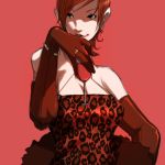  dress elbow_gloves falcoon gloves king_of_fighters leopard_print red_hair redhead snk vanessa wineglass 