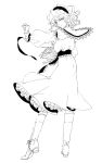  alice_margatroid bad_id book boots capelet dress lineart monochrome okomeuma petticoat pose short_hair simple_background solo touhou 