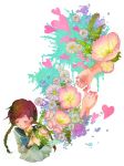 braid daisy flower flower_request hands heart original ryouga_(fm59) school_uniform solo tears twintails 