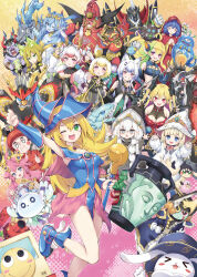  6+girls absurdres animal_ears armor astellar_of_the_white_forest blush_stickers character_counter_request commentary_request dark_magician_girl diabellstar_the_black_witch diabellze_the_original_sinkeeper dominus_impulse duel_monster elzette_of_the_white_forest evil_hero_neos_lord fabled_behillmoth fabled_lurrie fiendsmith_requiem flowering_etoile_the_melodious_grand_choir gender_request gimmick_puppet_little_soldiers hat highres horns hu-li_the_jewel_mikanko japanese_armor lacrima_the_scarlet_sorrow legendary_fire_king_ponix legendary_six_samurai_-_shi_en lo_the_prayers_of_the_voiceless_voice looking_at_viewer magical_girl magistus_chorozo malice&lt;p&gt;cheshire_cat malice&lt;p&gt;dormouse malice&lt;p&gt;white_rabbit marshmallon mementotlan_ghattic monster moon_of_the_closed_heaven moremarshmallon mulcharmy_fuwaross multiple_boys multiple_girls nakazawa_aki one_eye_closed pot_of_duality ryzeal_deadnader scapegoat sevens_road_witch silent_swordsman silent_swordsman_zero silhouhatte_rabbit spirit_with_eyes_of_blue toy_box_(yu-gi-oh!) toy_tank_(yu-gi-oh!) tsuru-puru-purun underworld_goddess_of_the_closed_world visor_(armor) white_duston wightlord witch_hat yu-gi-oh! yu-gi-oh!_rush_duel 