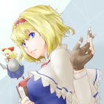  alice_margatroid bad_id blonde_hair blue_eyes book bust capelet doll fingerless_gloves gloves jewelry ring shanghai shanghai_doll shied slit_pupils solo somsom touhou 