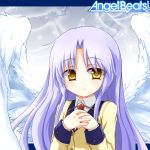  angel_beats! angel_wings long_hair orange_eyes purple_hair school_uniform solo takato_iyuri takatoiyori tachibana_kanade wings 
