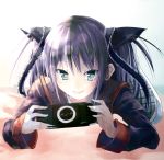  blue_eyes little_busters!! playstation_portable product_placement psp purple_hair sasasegawa_sasami twintails yae_(artist) 