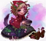  fang flower grimm's_fairy_tales little_red_riding_hood little_red_riding_hood_(grimm) mushroom plant ryouga_(fm59) sitting surreal vines wink wolf 