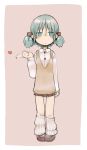  1girl blue_eyes blue_hair expressionless hair_cubes hair_ornament heart masha naganohara_mio nichijou short_hair skirt socks solo twintails 