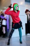  cosplay gloves green_hair gumi harun hoodie jacket matryoshka_(vocaloid) pantyhose photo pleated_skirt skirt thigh-highs thighhighs vocaloid 