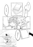  closed_eyes comic couch hat monochrome open_mouth patchouli_knowledge remilia_scarlet sitting sonson_(eleven) touhou translated translation_request wings 