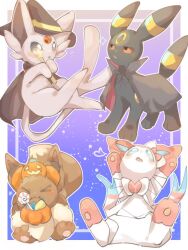  black_eyes blue_eyes blush bow candy closed_eyes colored_sclera eevee espeon food forehead_jewel halloween halloween_bucket halloween_costume hat holding hp7car7nxrq5s7q lollipop mouth_hold no_humans open_mouth pokemon pokemon_(creature) pumpkin_hat red_sclera ribbon standing sylveon umbreon wand witch_hat 