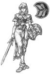  armor monochrome shield sophitia_alexandra soul_calibur sword weapon 