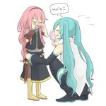  candy closed_eyes eyes_closed hatsune_miku koma_(remi_398) megurine_luka pink_hair thighhighs vocaloid young 
