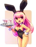  bare_legs bunny_ears bunnysuit chingisu goblet long_hair original pink_eyes pink_hair solo tray 
