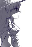  expressionless face guchico hat highres monochrome moriya_suwako profile red_eyes solo spot_color touhou 