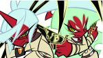  double_gold_lacytanga double_gold_spandex highres kneesocks_(character) kneesocks_(psg) panty_&amp;_stocking_with_garterbelt red_skin scanty scanty_(psg) vector_trace 