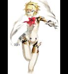  aegis android blonde_hair blue_eyes bow persona persona_3 robot short_hair smoke solo 