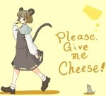  bad_id cheese eating english jewelry mouse mouse_ears mouse_tail nazrin nishi_masakazu nishimasa_hito pendant red_eyes shoes short_hair skirt tail touhou 