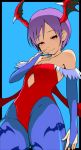  bat_wings blue_pantyhose capcom darkstalkers demon_girl elbow_gloves fingerless_gloves flat_chest gloves head_wings kikki leotard lilith_aensland lipstick loli pantyhose print_pantyhose red_eyes short_hair simple_background solo succubus vampire_(game) vector vector_trace wings 