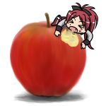  &gt;_&lt; apple comic eating food fruit long_hair magical_girl mahou_shoujo_madoka_magica mukiki ponytail red_hair redhead sakura_kyouko 