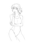  1girl amagami candy competition_swimsuit lineart lollipop one-piece_swimsuit ponytail solo swimsuit tamago tsukahara_hibiki 
