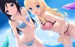  aragaki_ayase bikini black_hair blonde_hair blue_eyes cait fang hair_ornament hairclip highres kousaka_kirino long_hair looking_at_viewer multiple_girls navel open_mouth orange_hair ore_no_imouto_ga_konna_ni_kawaii_wake_ga_nai pov swimsuit wallpaper water_gun 