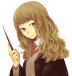 harry_potter hermione_granger long_hair shikiji solo sorakura_shikiji wand 