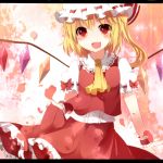  :d ao_ringo blonde_hair fang flandre_scarlet hat letterboxed open_mouth red_eyes smile solo touhou wings 