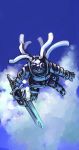  cloud clouds flying highres kansou_samehada kei_t_sr king_gainer mecha overman_king_gainer sky sword weapon 