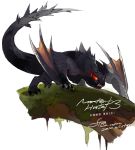  black_fur claws glowing glowing_eyes monster_hunter monster_hunter_portable_3rd nargacuga naruga no_humans red_eyes solo spikes starshadowmagician wyvern 