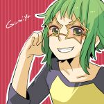  genderswap green_eyes green_hair grin gumi gumiya male smile solo sunglasses tama_(songe) vocaloid 