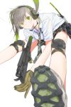  fuyuno_haruaki gun headphones headset knee_pads school_uniform skirt submachine_gun weapon 