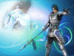  armored black_hair dynasty_warriors gloves hero koei long_hair ponytail sangoku_musou shield solo spear wallpaper warrior weapon zhao_yun 