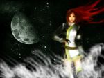  dynasty_warriors koei long_hair moon red_hair redhead sangoku_musou solo stars wallpaper warrior yue_ying 