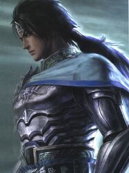  armored black_hair close dynasty_warriors koei long_hair ponytail sangoku_musou shield solo warrior zhao_yun 