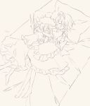  bat_wings bed blush braid hug izayoi_sakuya lying maid maid_headdress multiple_girls remilia_scarlet rin_(royal) silver_hair sitting sketch sleeping surprised thigh-highs thighhighs touhou twin_braids wings 