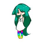  chibi green_hair rainbow rainbow_legs saya saya_no_uta white_dress 