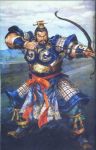  arch armored arrow beard black_hair boots bow dynasty_warriors hat koei sangoku_musou shield sky solo warrior weapon xiahou_yuan 
