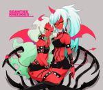  bad_id butterfly engrish highres horns kneesocks_(character) kneesocks_(psg) multiple_girls panty_&amp;_stocking_with_garterbelt ranguage red_skin scanty scanty_(psg) shichi tail thighhighs wings 