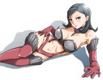  black_hair breasts cleavage elbow_gloves high-cut_armor persona persona_2 red_eyes t0kiwa thighhighs 