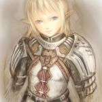  armor bad_id blonde_hair blue_eyes elf elvaan face final_fantasy final_fantasy_xi head_tilt pointy_ears short_hair tyamaguch 