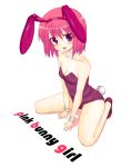  bad_id breasts bunny_ears bunnysuit highres original pink_hair purple_eyes short_hair solo violet_eyes wrist_cuffs yamecha 