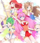  angel_daisy angel_lily angel_peach angel_salvia ayamoto blue_eyes brown_eyes brown_hair green_hair hanasaki_momoko long_hair magical_girl multiple_girls pink_hair purple_eyes red_hair redhead scarlet_ohara short_hair sword tamano_hinagiku tanima_yuri violet_eyes weapon wedding_peach 