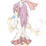  animal_ears bunny_ears bunny_tail dress_shirt from_behind natsuk panties popsicle purple_hair red_eyes reisen_udongein_inaba shirt skirt solo striped striped_panties tail touhou underwear 