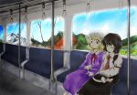  closed_eyes dress hat_off maribel_han mountain sitting style_parody touhou train usami_renko 