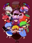  blonde_hair cirno daiyousei flandre_scarlet highres hong_meiling izayoi_sakuya koakuma patchouli_knowledge pote remilia_scarlet rumia the_embodiment_of_scarlet_devil touhou youkai 